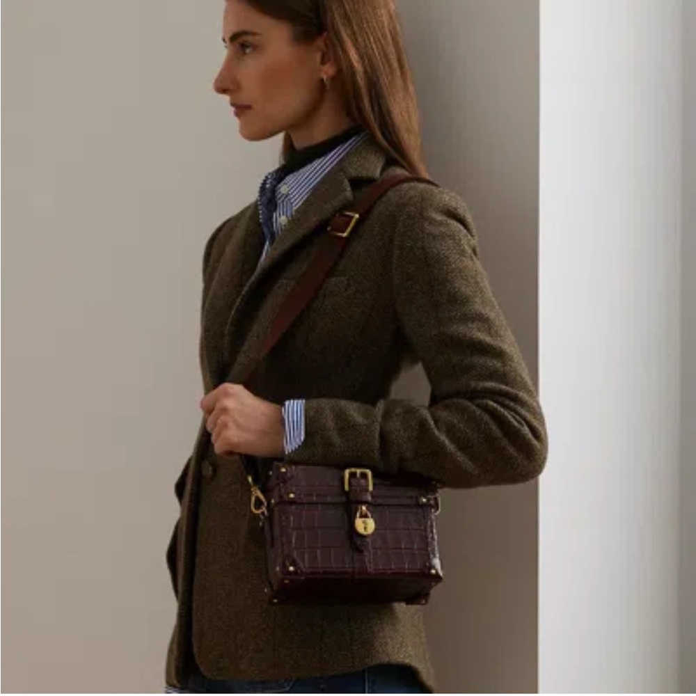 Lauren Ralph Lauren Brown Crossbody Bag with Gold Accents